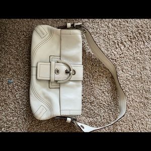 Well loved White Belted Coach Shoulder Bag.